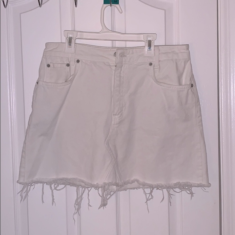 UO white denim skirt